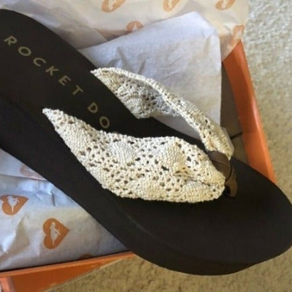 Rocket Dog Natural Crochet Platform Sandal Women Sizes 🆕⌚FAST😮💨⚡🚚 - Picture 3 of 13